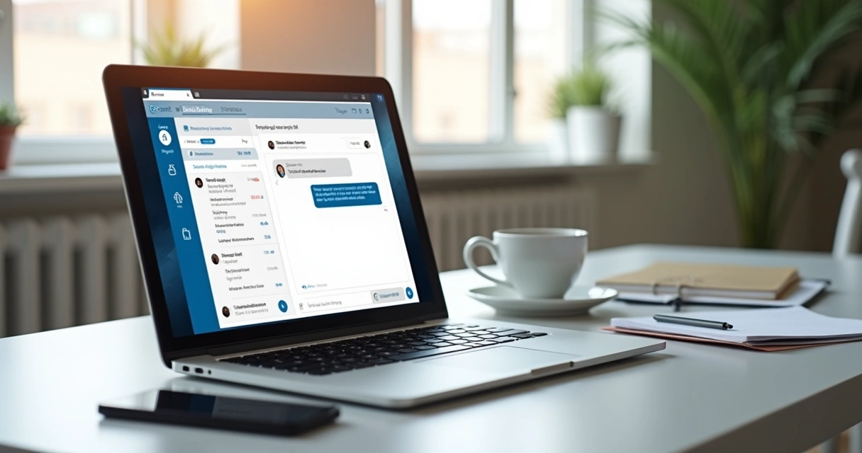 Computador mostrando mensagem automática no LinkedIn entregando eBook na caixa de entrada