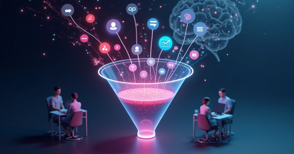 Visual de automação conduzindo leads pelo funil de vendas digital