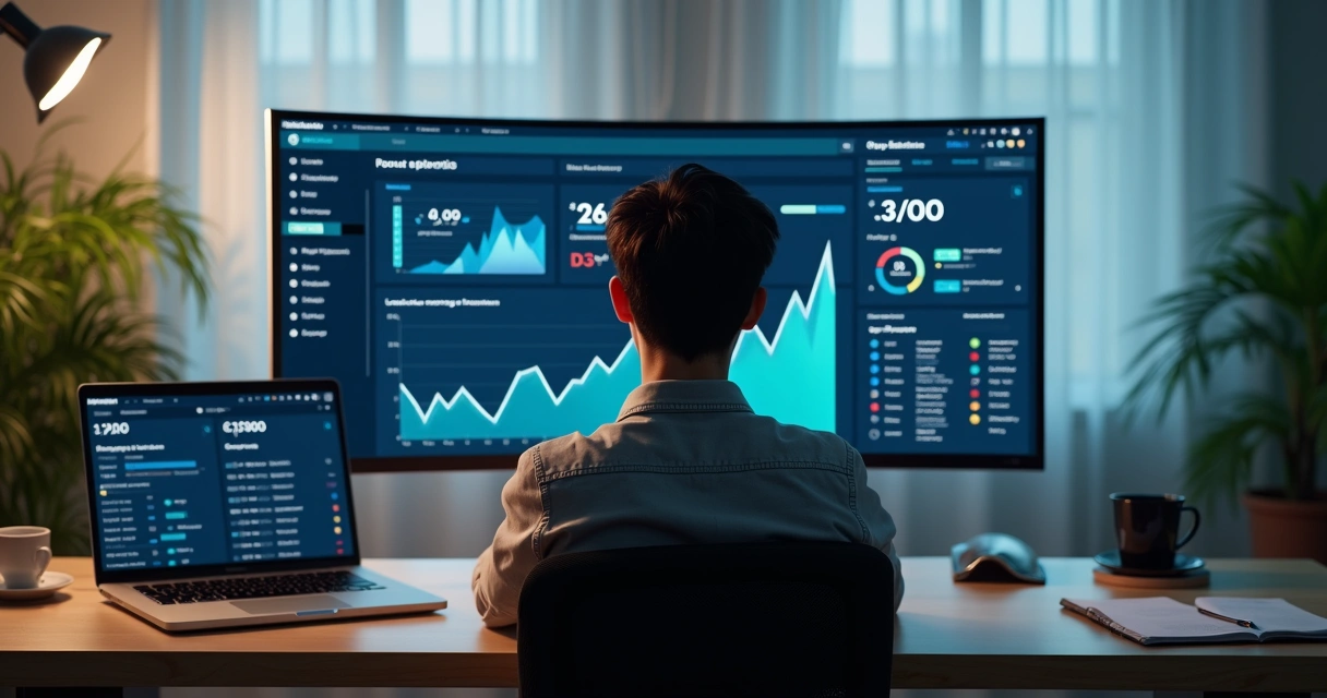 Profissional analisando métricas de leads no LinkedIn em painel com funil de vendas