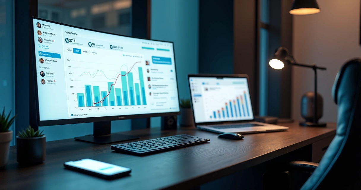 Dashboard de vendas B2B mostrando aumento de leads qualificados com automação no LinkedIn