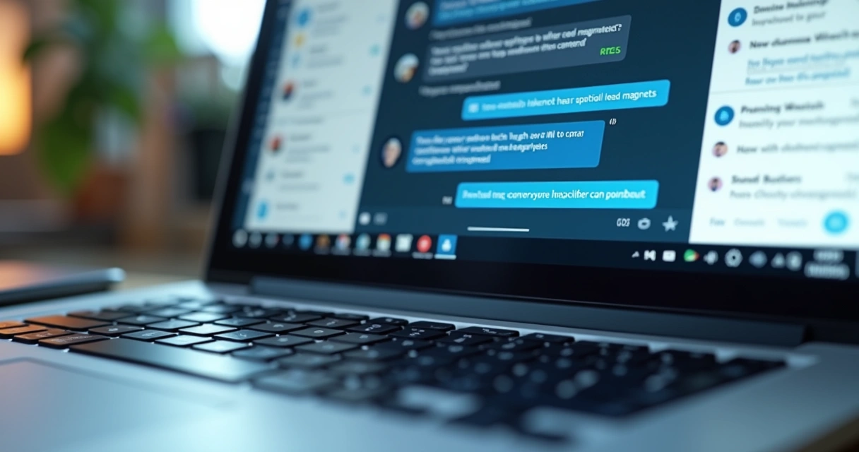 Interface de chatbot inteligente conversando no LinkedIn em tela de computador