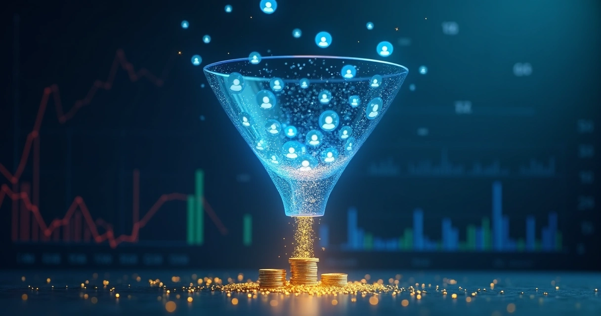 Funil de vendas B2B com leads se perdendo antes de chegar ao fechamento