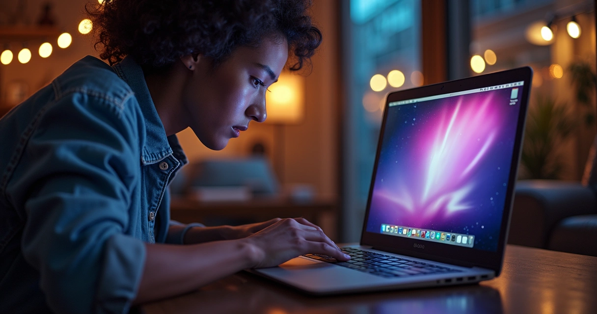 Pessoa olhando tela de notebook com erros destacados em gráfico no LinkedIn