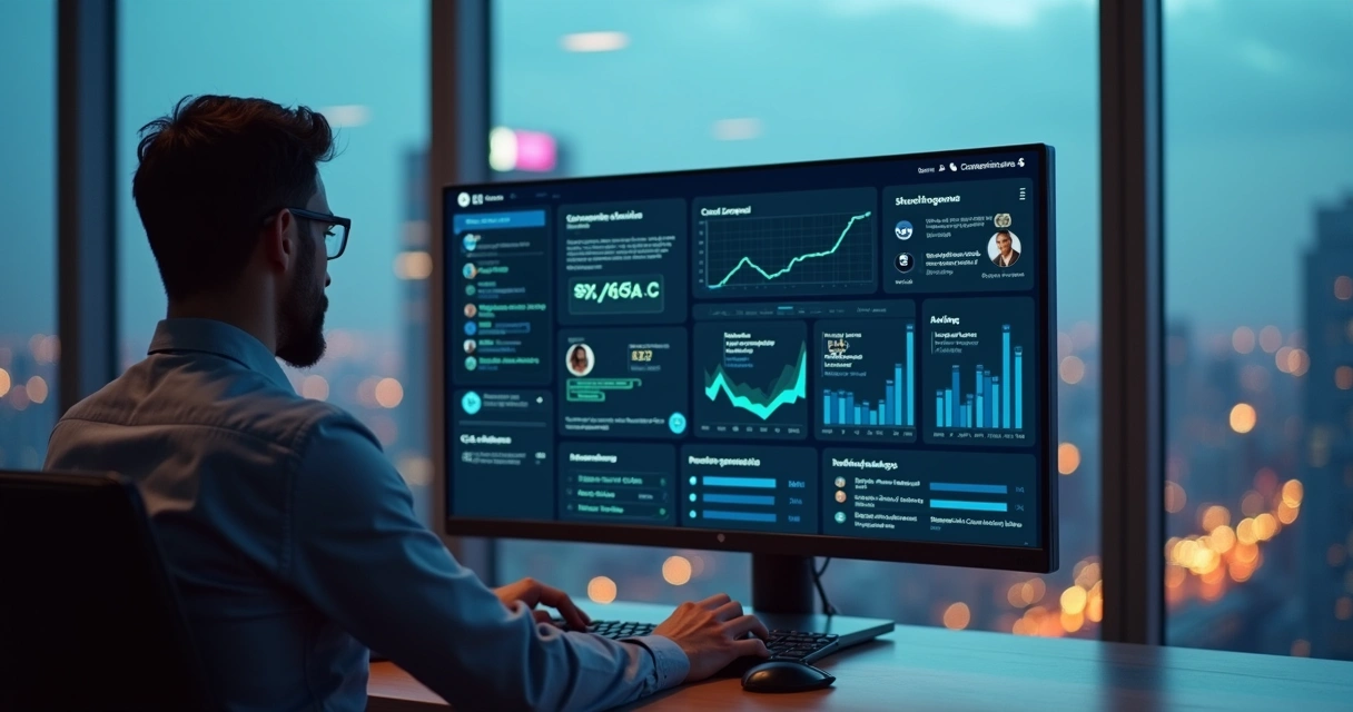 Gestor analisando funil de vendas B2B e métricas de CAC em tela com painel do LinkedIn