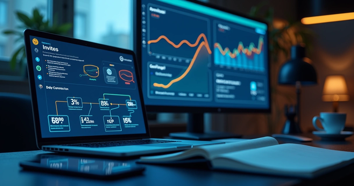 Painel com automação de convites no LinkedIn destacando limites e erros