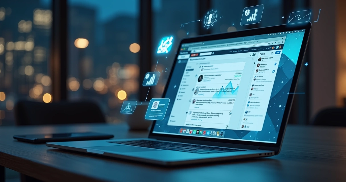 Tela do LinkedIn com chatbot analisando sinais sociais e dados de engajamento