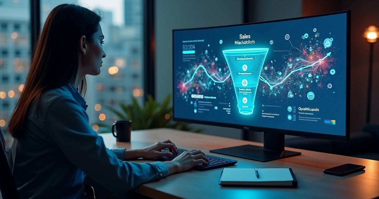 Painel com sinais sociais do LinkedIn evoluindo para funil de vendas B2B